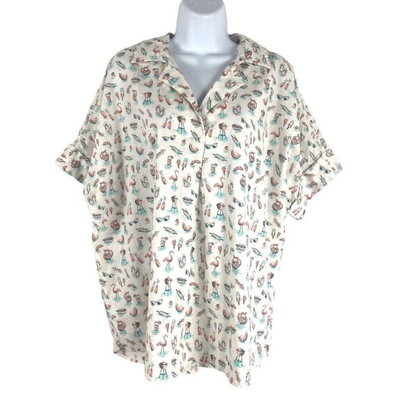 Duluth Printmaker Lightweight Popover Shirt‎ Womens Large Barbeque NWT TP-2582 - Picture 1 of 15